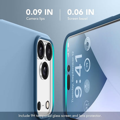 GONEZ Magnetic for iPhone 17 Pro Max Case, Compatible with MagSafe, [Screen Protector + Camera Lens Protector], Liquid Silicone Anti-Scratch Shockproof Protective Phone Case 6.9 inch, Mist Blue