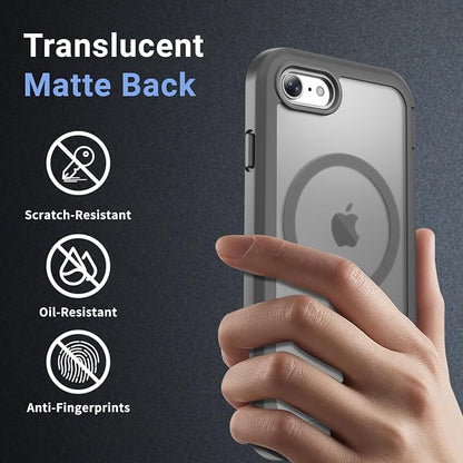 jaroco Magnetic for iPhone SE Case 3rd/2rd,iPhone 8/7 Case, [Compatible with MagSafe][Military Grade Drop Protection][Heavy Duty Protection][Non-Slip] 2-Layer Bumper Phone Case 4.7''-Gray