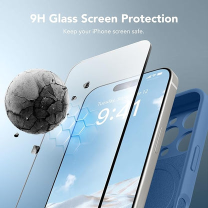 Magnetic for iPhone 16 Pro Max Case, Compatible with MagSafe, [Full Camera Protection][Screen Protector] Silicone Shockproof Protective Phone Case for iPhone 16 Pro Max 6.9", Lake Blue
