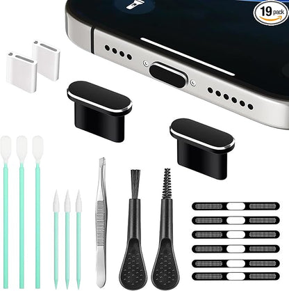 Mobile Fhone Speaker Metal Dust Mesh for iPhone 17, TypeC Charging Port Dust Plug, USB C Cleaning Brush Cleaning Tool Set for iPhone 1615 Series