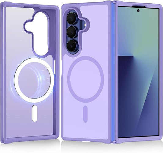 Pilaru for Samsung Galaxy Z Fold 7 case [Compatible with Magsafe] Translucent Matte Magnetic Phone Case,Slim Thin Duty Shockproof Protection Z Fold 7 Cover -Light Purple