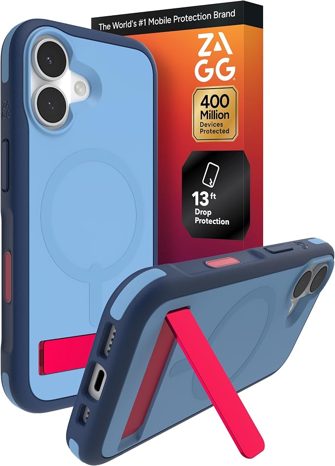 ZAGG Sedona Snap Case with Kickstand for iPhone 17 - Blue Royal Ember, Drop Protection (13ft/4m), Multi-Layer Protection, with Camera Button, MagSafe Phone Case with Impact-Absorbing Bumpers