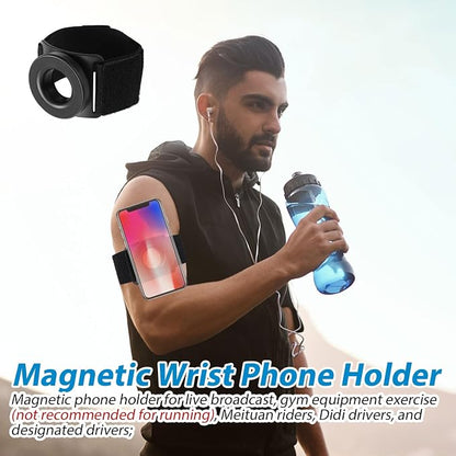 Magnetic Running Phone Holder for iPhone, 360° Rotatable Running Armband Strong Adaptability Workout Cycling Sports Runners Cell Phone Arm Band Compatible with iPhone 12 13 14 15 16 Pro Max Plus Mini