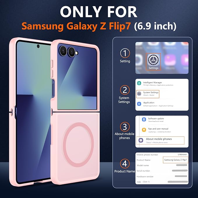 Pilaru for Samsung Galaxy Z Flip 7 case [Compatible with Magsafe] Translucent Matte Magnetic Phone Case,Slim Thin Duty Shockproof Protection Cover with 2pc HD Screen Protector-Pink
