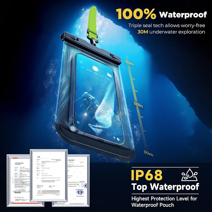 [2 Pcs] Humixx Floating Waterproof Phone Pouch [Sponge 20X Super Buoyancy] [Beach Travel Essentials], IP68 Waterproof Case Dry Bag for iPhone 15/14/13 Pro Max Samsung 24/23/22 Ultra Google Up to 8.8”