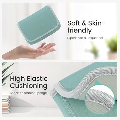 LENTION Mint Green Neoprene Electronic Organizer Pouch with Hook-and-Loop | Compact Tech Storage Fits Laptop Adapter, Mice, Charger, Power Bank & Cable to Keep Daily Travel Accessories Neatly Sorted