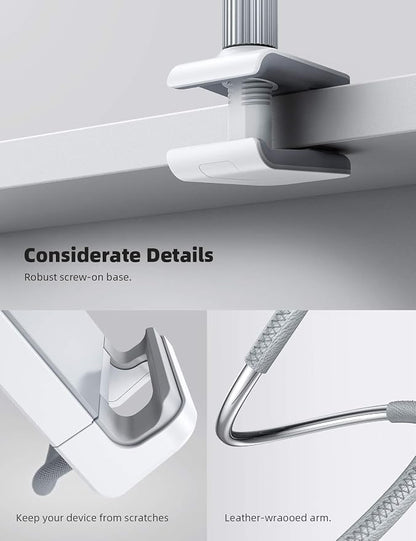 Lamicall Gooseneck Tablet Holder, Tablet Stand : Flexible Arm Clip Tablet Mount Gifts, Compatible with iPad mini Pro Air, Kindle, Switch, Galaxy Tabs, More 4.7-10.5" Devices - Gray