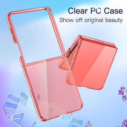 JETech Clear Case for Samsung Galaxy Z Flip 7, Coralred | Crystal Clear Back, Hard PC Construction, Slim Fit, Shockproof Protection