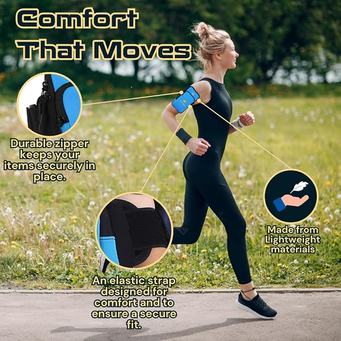 Fitizen Phone Armband for Running – Sky Blue Adjustable Water-Resistant Arm Band for iPhone & Android – for The Active Citizen, Secure Workout Phone Holder for Jogging, Gym, & Walking by FitNation