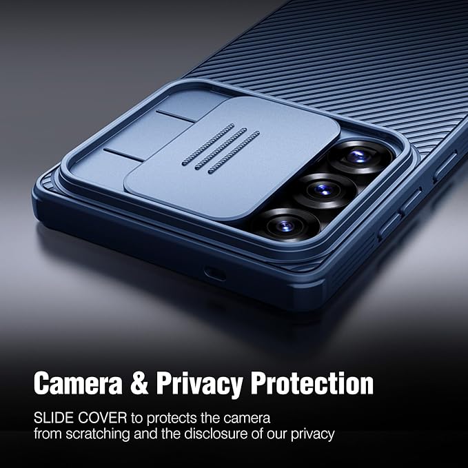Nillkin for Samsung Galaxy S25 Plus Case with Camera Cover, [Lens Protection] Mil-Grade Shockproof Protective Bumper Hard Cover Slim Phone Case for Galaxy S25 Plus Cases 6.7'' Blue