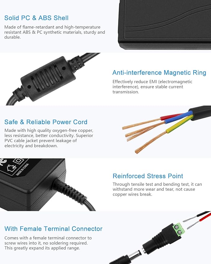 ALITOVE 24V 3A Power Supply 72W AC Adapter 100-240v 50-60hz to 24 Volt DC Converter 3amp Transformer with 5.5x2.1mm DC Output Jack for LED Light 3D Printer CCTV Camera System,2-Pack