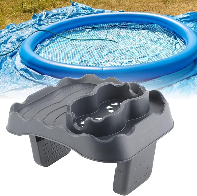 Hot Tub Table, Foldable Bathtub Side Table Caddy with 2 Cup Holders Adjustable Hot Tub Tray with Drain Holes for Spa Swimming Pool Bathtub(Grey)