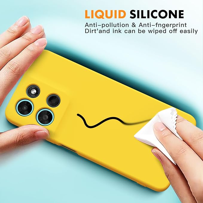 for Motorola Moto G 2026/G Play 2026 Case, 2 Pack Tempered Glass Screen Protectors, Soft TPU Liquid Silicone Shockproof Gel Cover-Yellow