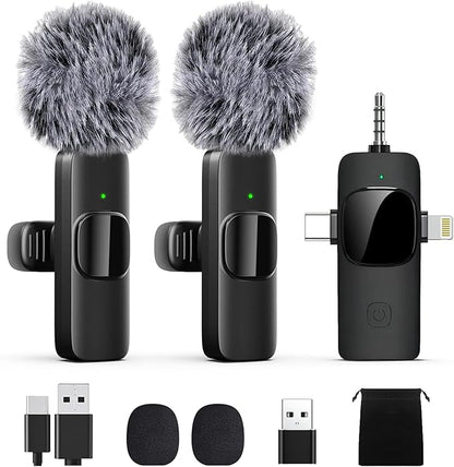 Labstandard Wireless Lavalier Lapel Microphone for iPhone, iPad, mini Video Recording Mic for Interview Video Podcast Vlog YouTube & Livestream, Noise Reduction, Plug & Play (3-in-1 Port)