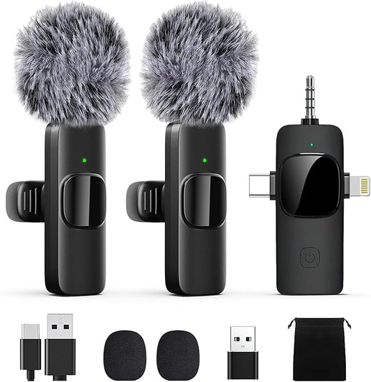 Labstandard Wireless Lavalier Lapel Microphone for iPhone, iPad, mini Video Recording Mic for Interview Video Podcast Vlog YouTube & Livestream, Noise Reduction, Plug & Play (3-in-1 Port)