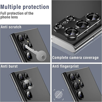Korecase for Samsung Galaxy S24 Ultra Camera Lens Protector Tempered Glass Lens Cover,9H Hardness Aluminum Metal Camera Protector,Strong Stickiness Case Friendly for Galaxy S24Ultra (Grey)