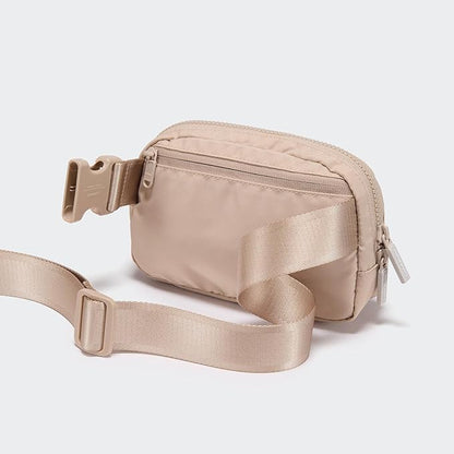 Pander Two Way Zipper Fanny Pack Nylon Everywhere Belt Bag for Women, Water Repellent Waist Packs, Crossbody Bags with Adjustable Strap (Raw Linen).