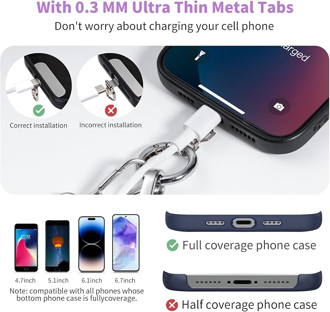 Tiostep Clip and Go Strap for Phone with Wallet Crossbody Phone Lanyard with Anti-Theft Zipper Pouch Detachable Quilted Wrist Wallet with RFID and ID Window for Daily Travel. Purple Large