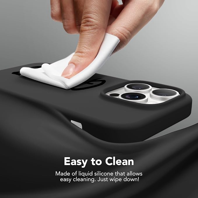 GONEZ for iPhone 14 Pro Case, Compatible with Magsafe, with Screen Protector + Camera Lens Protector, Soft Anti-Scratch Microfiber Lining, Shockproof Liquid Silicone Phone Cover, Black