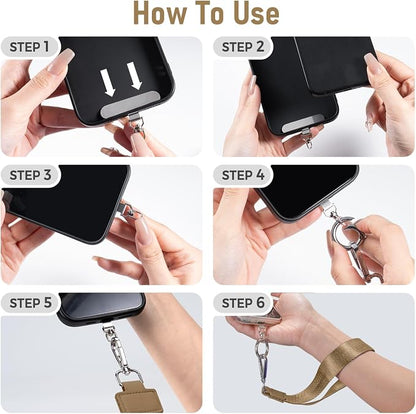 Clip and Go Strap for Phone with Wallet Crossbody Phone Lanyard and Detachable Checkered Bag with ID Window and RFID Pouch for Daily Travel.