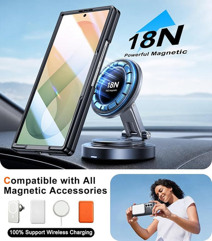 SPIDERCASE Magnetic for Samsung Galaxy Z Fold 8 Ultra Case, Built-in [Screen Protector] [Stable Kickstand] [Hinge Protection] Military Grade Protective Cover, Black