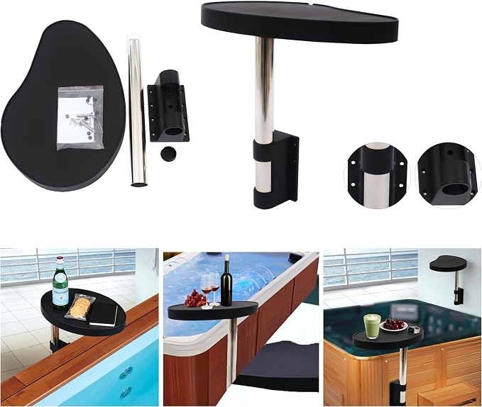 Swim Pool Bathtub Side Table Tray Accessories Leisure Spa Caddy, 360° Rotation Hot Tub Side Table Tray Shelf Poolside Towels Drink Holder Cup Phone Storage Organizer Swimming Pool Accessories