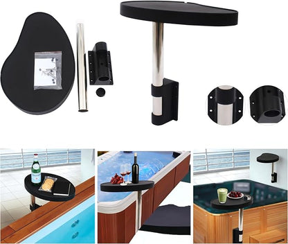 Swim Pool Bathtub Side Table Tray Accessories Leisure Spa Caddy, 360° Rotation Hot Tub Side Table Tray Shelf Poolside Towels Drink Holder Cup Phone Storage Organizer Swimming Pool Accessories