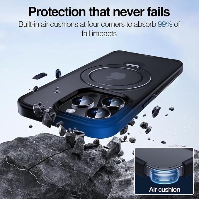 Anqrp 360° All-in-ONE Stand Case for iPhone 13 Pro Case with Rotatable Magnetic Kickstand Ring Holder, Compatible with MagSafe, MIL-Grade Shockproof iPhone 13 Pro Phone Case Cover 6.1 inch, Black