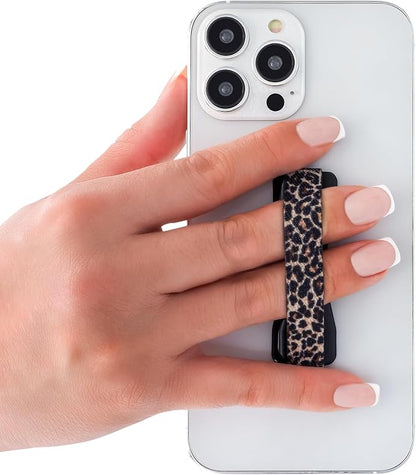 LOVEHANDLE Universal Phone Grip for Smartphones & Mini Tablets - Phone Holder for Hand - Wireless Charging Compatible - Made in The USA - Leopard