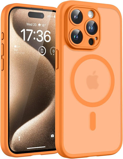TOCOL for Phone 15 Pro Max Case, Compatible with Magsafe Charger, Full Camera Protection, Drop Protection, Translucent Matte Phone Case for iPhone 15 Pro Max 6.7 inch (Orange)
