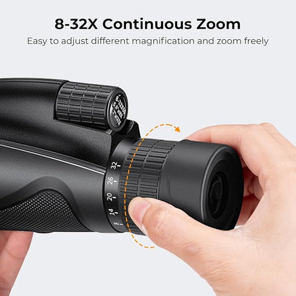 K&F Concept 8-32X50 Zoom Monocular - High Power Dual Focus Prism Compact Monoculars for Kids Adults, with Phone Adapter, Low Light Night Vision, FMC Lens for Bird Watching Hunting Travel Camping Starg