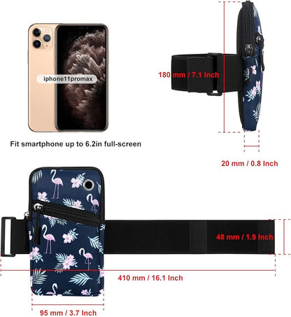 Cell Phone Armbands Pouch for Women Running Bag Compatible with Cellphone 6.28 Inches Full-Screen, Flamingo