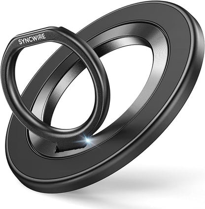 SYNCWIRE Magnetic Phone Ring Holder for MagSafe, 360° Rotation Cell Phone Grip Stand Finger Ring Kickstand Two-Sided Magnet Compatible with iPhone 17 Pro Max 16 15 14 13 12 MagSafe Accessories