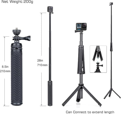 GEPULY Underwater Tripod Stand Aluminum Selfie Stick Pole - Waterproof Hand Grip for GoPro Here 13 12 11 Insta360 AKASO DJI OSMO Action 6&Smartphones Extended Monopod Accessories