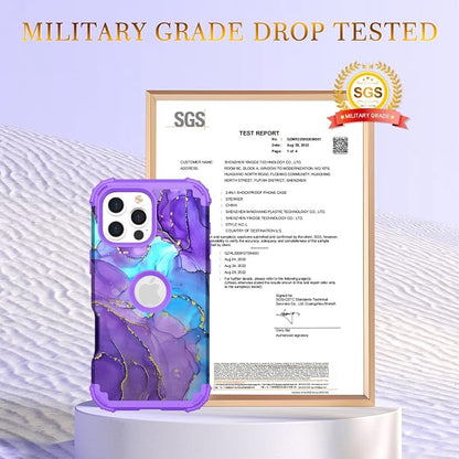 Hocase for iPhone 16 Pro Max Case, Heavy Duty Shockproof Protection Soft Silicone Rubber+Hard Plastic Bumpers Hybrid Protective Case for iPhone 16 Pro Max 2024 - When Purple Meets Blue