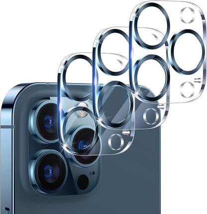 UniqueMe [ 3 Pack] Compatible with iPhone 12 Pro Max 6.7" Camera Lens Protector Tempered Glass,[Case Friendly][New version][Scratch-Resistant][Easy Installation] -Blue