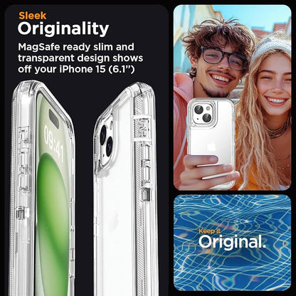 AICase for iPhone 15 Case Clear 3 in 1 Heavy Duty Drop Protection Full Body Rugged Shockproof/Dust Proof 3-Layer Military Protective Tough Durable Cover for iPhone 15 6.1"_1