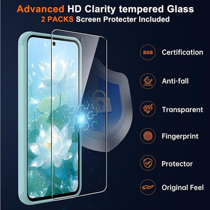 for Samsung Galaxy A56 5G Phone Case: Samsung A56 Case [Mag-Safe Fit] with 2PC Tempered Glass Screen Protector,Frosted Translucent A56 Case Soft-Touch Skin Protection for Galaxy A56 Cover,Mint Greenn