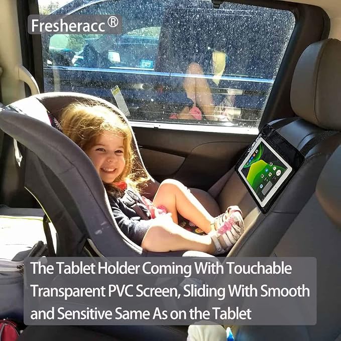 Car iPad Kindle Tablet Holder for Rear and Forward Facing Mirror, Car Mount Hanger Case for Vehicle Backseat Headrest Up to 10.5', Lightweight Washable and Portable (Black)