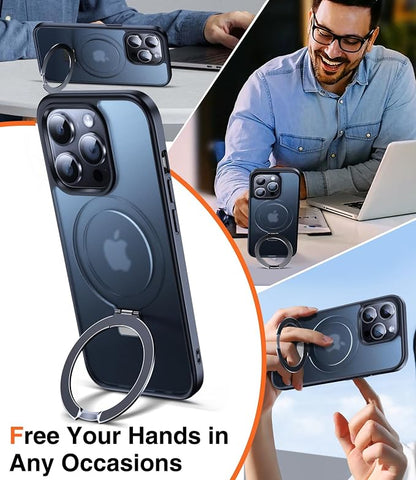 Chicfun 3-in-1 [Magnetic+Kickstand+Ring Holder] for iPhone 14 Pro Case Compatible with MagSafe, iPhone 14 Pro Phone Case with Stand Military Shockproof Protective Magnetic Matte Hard Cover