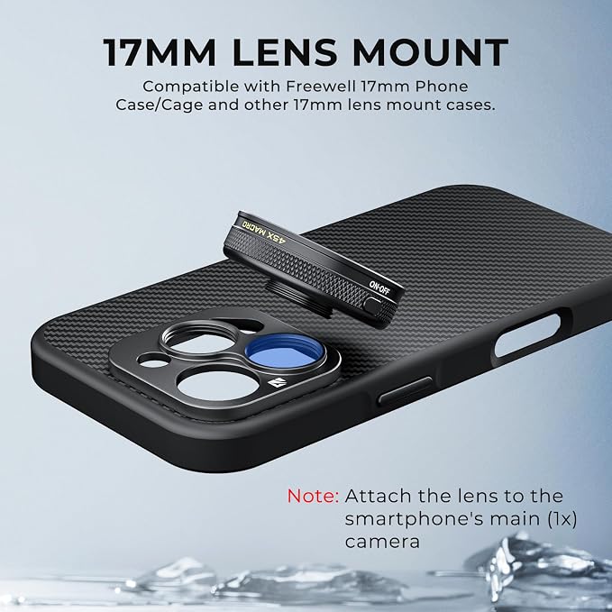 Freewell 45x Macro Lens for Smartphones 17mm Threaded Extreme Detail Close-Ups Lens for iPhone & Samsung