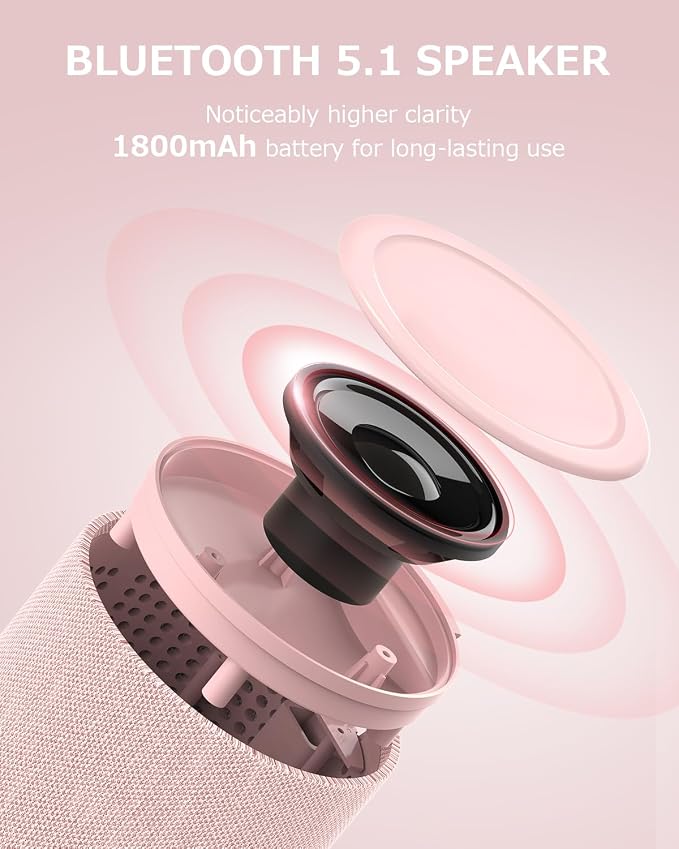 COLSUR Bluetooth Speaker, Magnetic Wireless Charger, Bluetooth Speakers with Night Light, 2 in 1 Wireless Charging Station for iPhone 17/16/15/14/13/12 Series, AirPods Pro 2/4/3/2（Gift Ideal） (Pink)