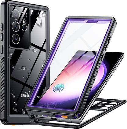 Temdan for Samsung Galaxy S23 Ultra Case,Waterproof Built-in Lens & Screen Protector[Full Body Shockproof][12 FT Military Drop Proof][Dustproof][IP68 Underwater] Case for S23 Ultra 5G 6.8”-Purple