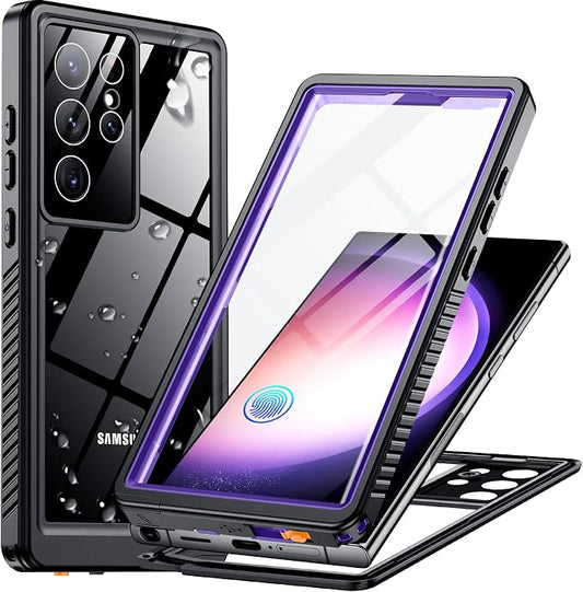 Temdan for Samsung Galaxy S23 Ultra Case,Waterproof Built-in Lens & Screen Protector[Full Body Shockproof][12 FT Military Drop Proof][Dustproof][IP68 Underwater] Case for S23 Ultra 5G 6.8”-Purple