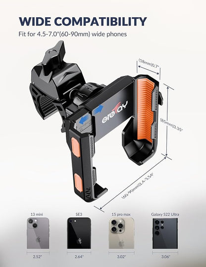 Bike Phone Mount for Electric, Mountain, Scooter, and Dirt Bikes [Camera Friendly] [1s Lock] Universal 360° Bicycle Handlebar Holder for iPhone 15/14/13 Samsung S23/S22 4.5-7" Smartphone (Orange)