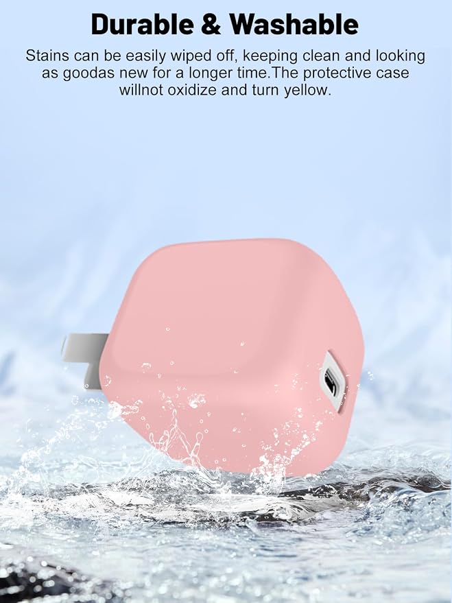 Silicone Protective Case for Belkin 45W USB C Charger Block, Full-Body Protective Cover with Precise Cutouts, Shockproof Dustproof Charging Protector Sleeve & Scratch-Resistant Sleeve (Pink)