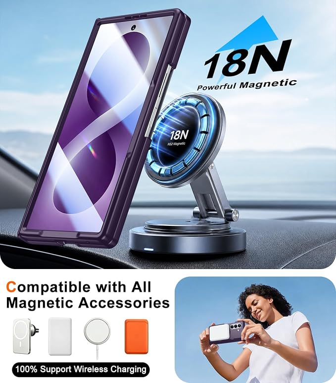 SPIDERCASE Magnetic for Samsung Galaxy Z Fold 8 Ultra Case, Purple | Built-in [Screen Protector] [Stable Kickstand] [Hinge Protection] [Compatible with Magsafe] Military Grade Protective Cover