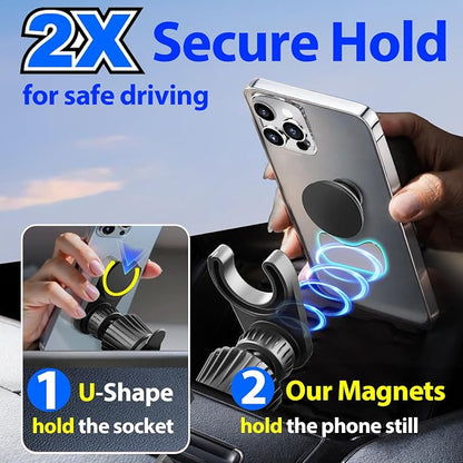MCCHJoy 2X-Hold Magnetic Car Mount for PopSockets, Easy to Install Air Vent Mount, Adjustable and Secure, Fits All Phones All Socket Grips
