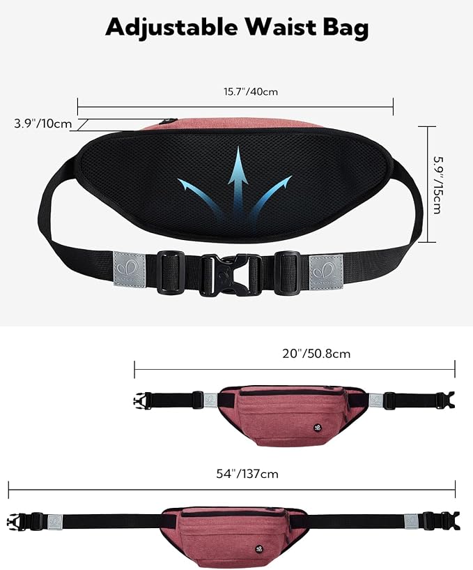 WATERFLY Running Belt Fanny Pack: Runner Marathon Jogging Waist Pack Sport Workout Exercise Fitness Phone Holder Belt for Men Women Jogger Slim Waistband Black