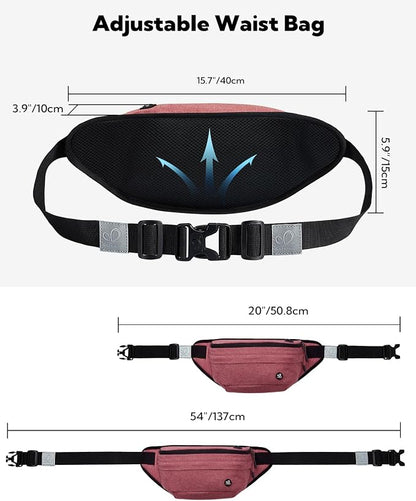 WATERFLY Running Belt Fanny Pack: Runner Marathon Jogging Waist Pack Sport Workout Exercise Fitness Phone Holder Belt for Men Women Jogger Slim Waistband Black